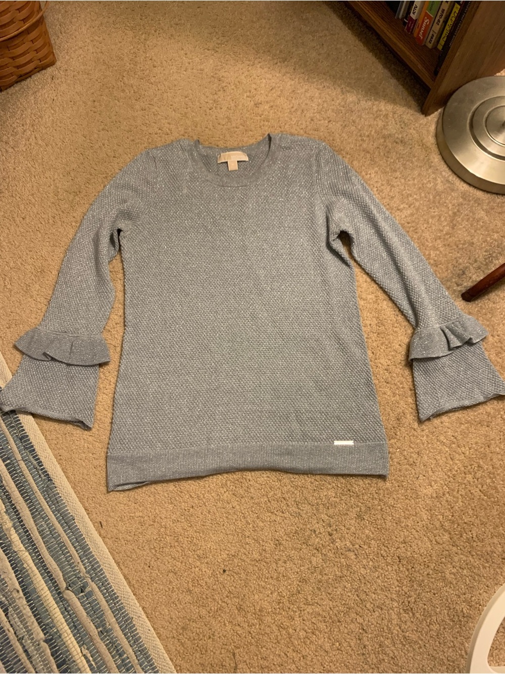 Michael Kors gray Ruffle-Sleeve Knit Sweater - Women
